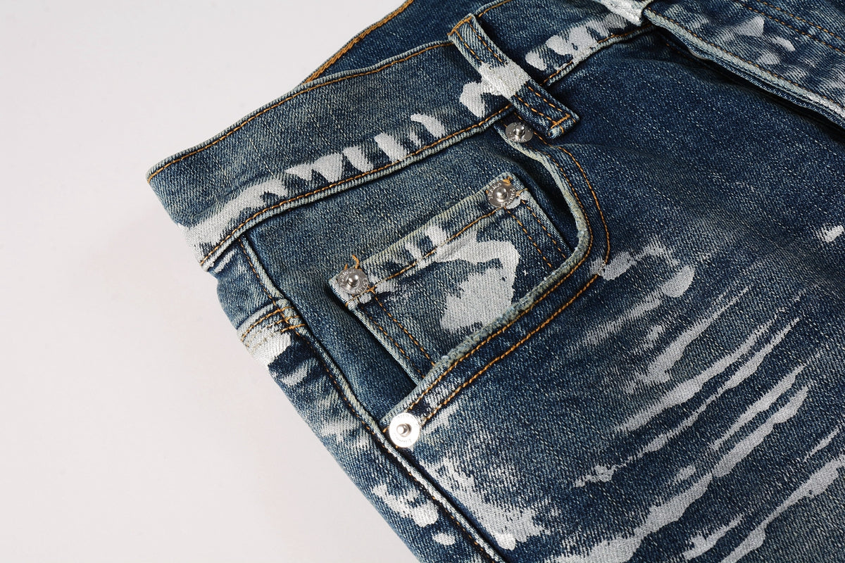 PURPLE Jeans With Light Dark Paint Distressed Fashion Trend High 9040