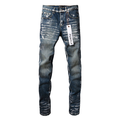 PURPLE Jeans With Light Dark Paint Distressed Fashion Trend High 9040