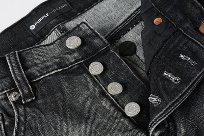PURPLE Men Classic Streetwear Jeans Distressed Grey Ripped skinny Fit 9103