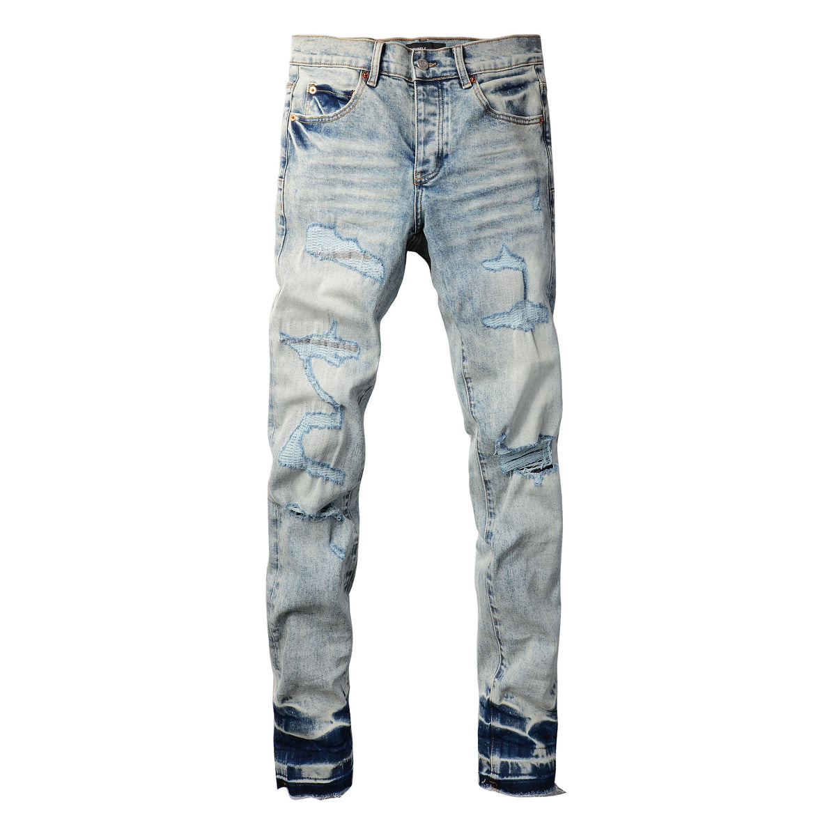 PURPLE Men Streetwear Jeans Distressed Light Blue Abstract Ripped skinny 9093