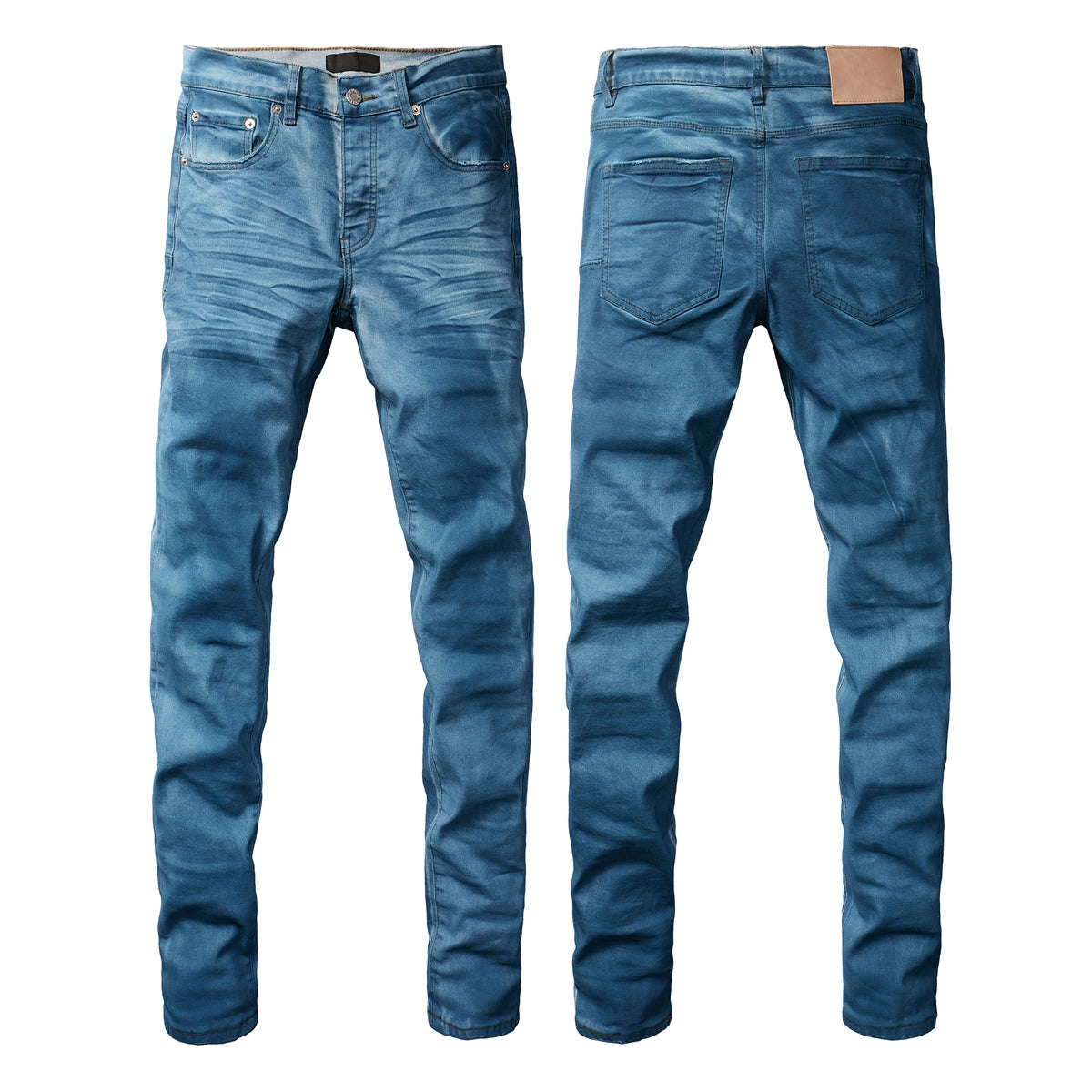 PURPLE Men classic streetwear Jeans Washed BlueClean Look Skinny Fit 9106
