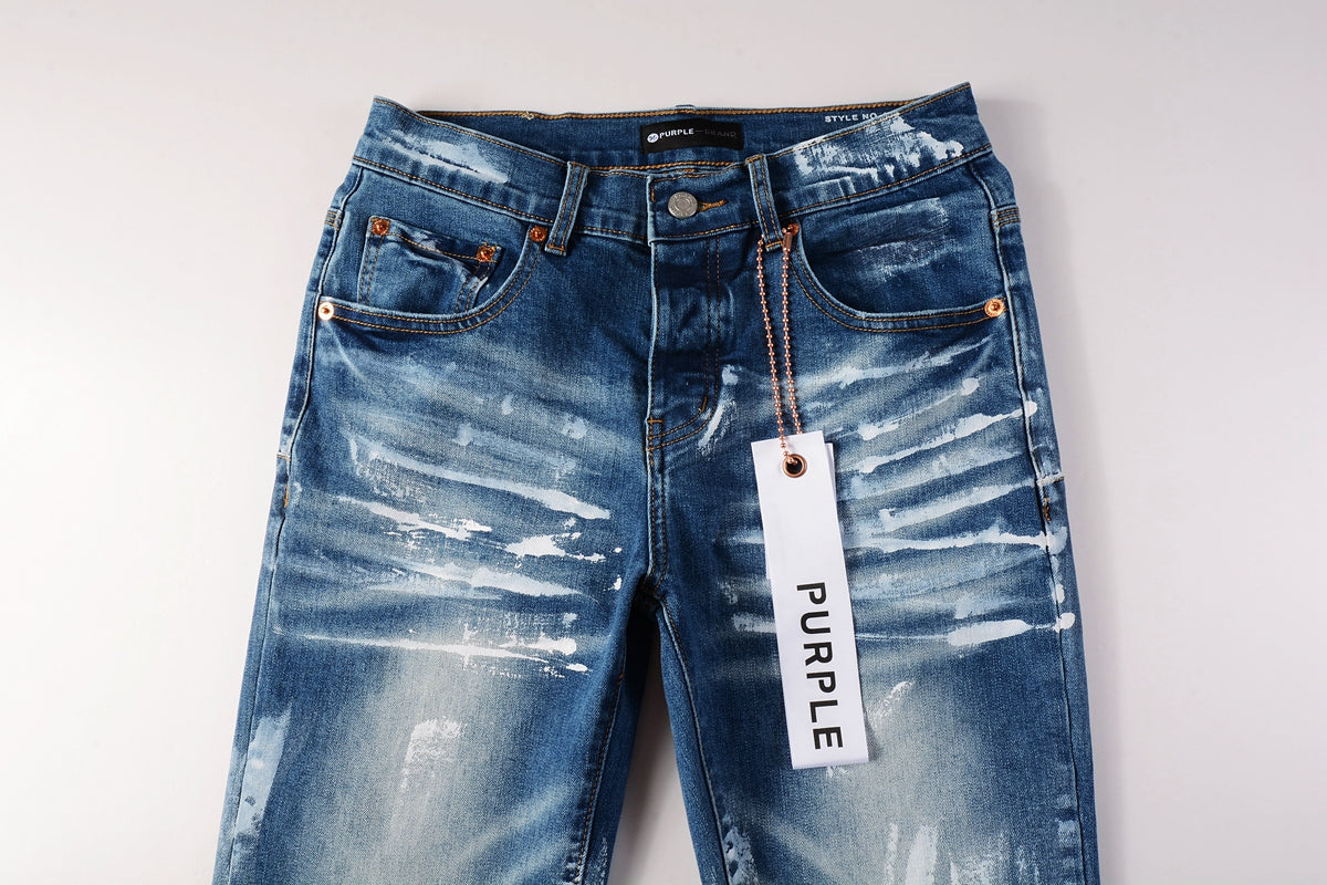 PURPLE Jeans Man Jeans Pants Designer Black Skinny Stickers Light Wash Ripped Motorcycle 9062