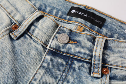 PURPLE Men Streetwear Jeans Distressed Light Blue Abstract Ripped skinny 9093