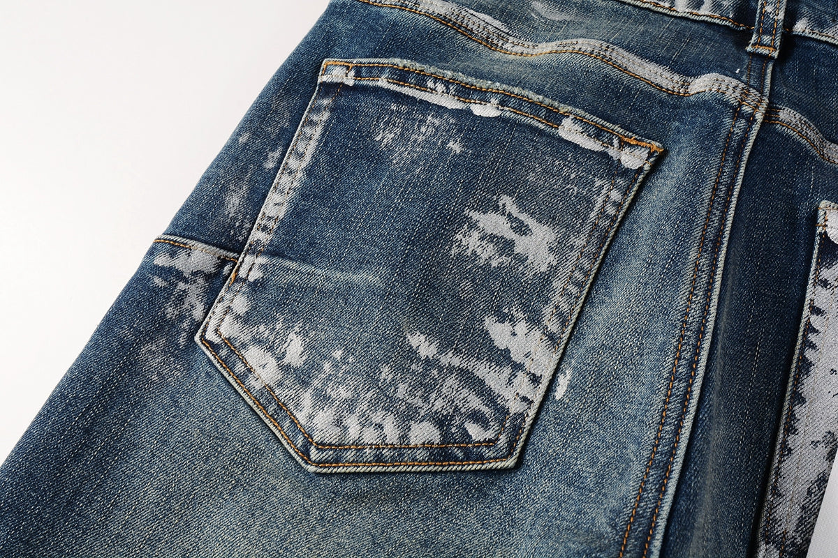 PURPLE Jeans With Light Dark Paint Distressed Fashion Trend High 9040