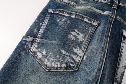 PURPLE Jeans With Light Dark Paint Distressed Fashion Trend High 9040