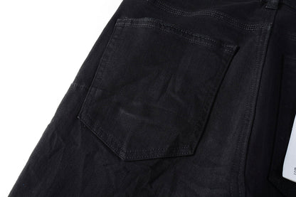 PURPLE Men Streetwear Skinny Jeans Black Wash with All-Over Metallic Gold "P" Print 9008