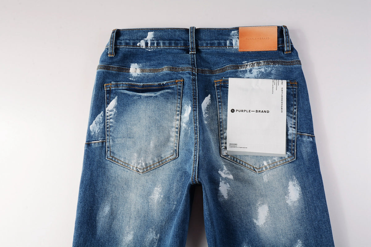 PURPLE Jeans Man Jeans Pants Designer Black Skinny Stickers Light Wash Ripped Motorcycle 9062