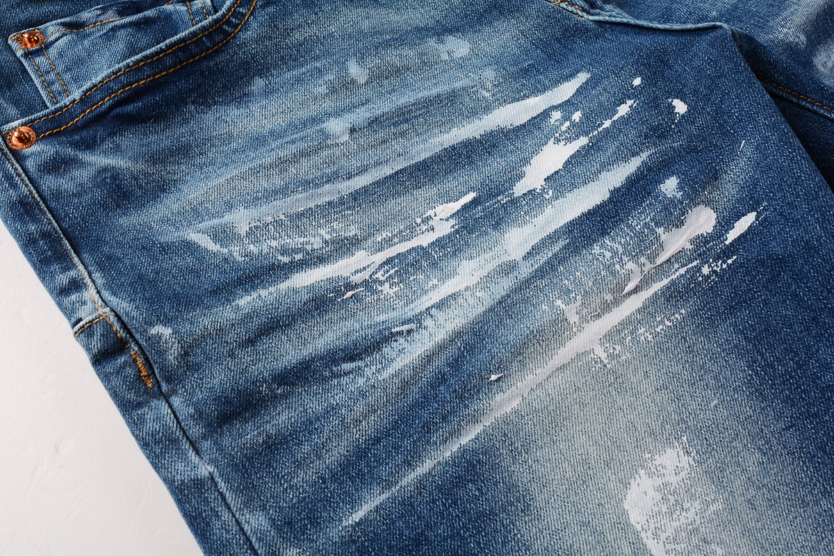 PURPLE Jeans Man Jeans Pants Designer Black Skinny Stickers Light Wash Ripped Motorcycle 9062