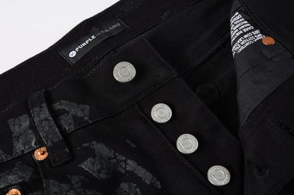 PURPLE Jeans Coating Texture Personalized Fashion Trend High quality pants 9026