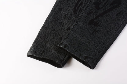 PURPLE Jeans Coating Texture Personalized Fashion Trend High quality pants 9026