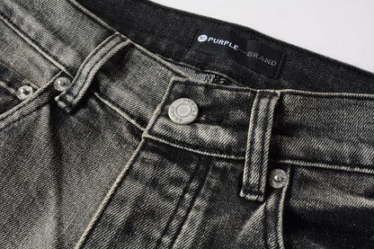 PURPLE Men Classic Streetwear Jeans Distressed Black Grey Ripped skinny 9068