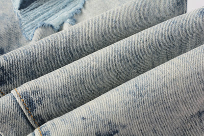 PURPLE Men Streetwear Jeans Distressed Light Blue Abstract Ripped skinny 9093