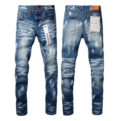PURPLE Jeans Man Jeans Pants Designer Black Skinny Stickers Light Wash Ripped Motorcycle 9062