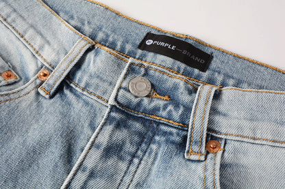 PURPLE Men Streetwear Jeans Light Blue Ripped Graffiti Print Distressed skinny 9101