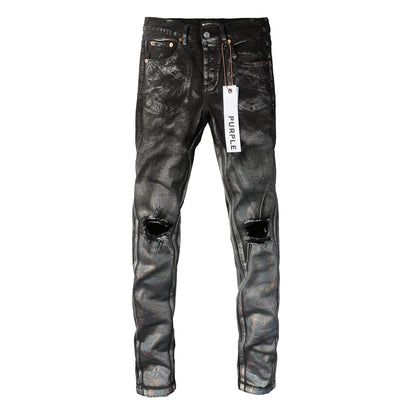 PURPLE Luxury Jeans Designer Fashion Trousers Fashionable Pants Summer Breathable Cotton Blue Pants 9028