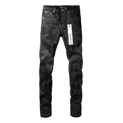 PURPLE Jeans Coating Texture Personalized Fashion Trend High quality pants 9026