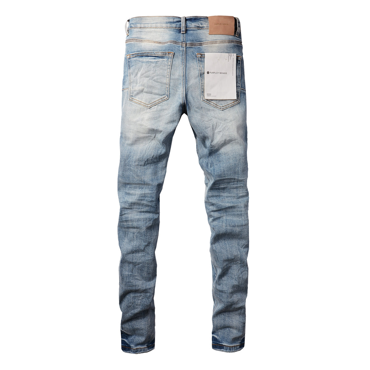PURPLE Men Streetwear Skinny Jeans Light Blue Wash with Faded Gradient Finish 9016
