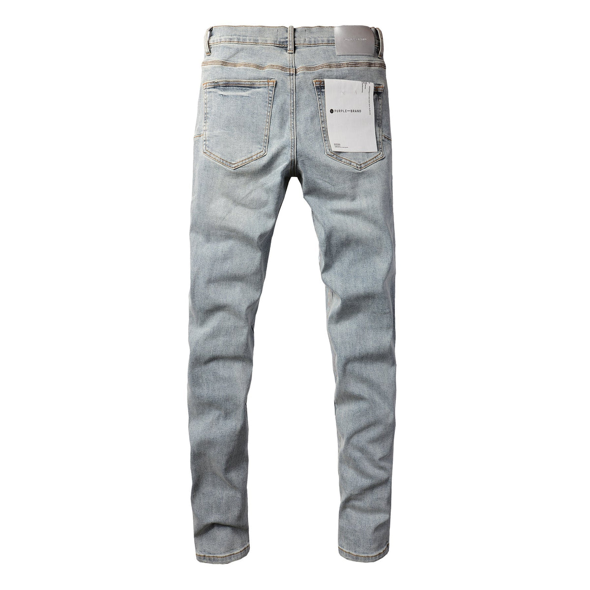 PURPLE Men Streetwear Skinny Jeans Light Blue Wash with Holographic Iridescent Finish 9005