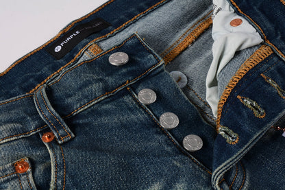 PURPLE Men Streetwear Skinny Jeans Light Blue Wash with Vintage Faded Wash and Subtle Distress 9055