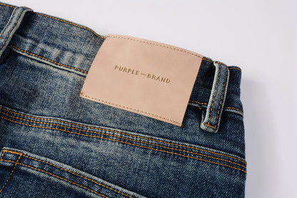 PURPLE Men Classic Streetwear Jeans Light Washed Distressed skinny Fit 9097