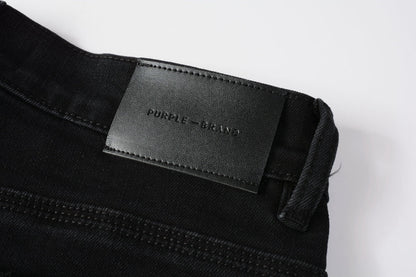PURPLE Men Distressed Black Skinny Jeans with Heavy Ripped Design and Grunge Streetwear Vibe 9108