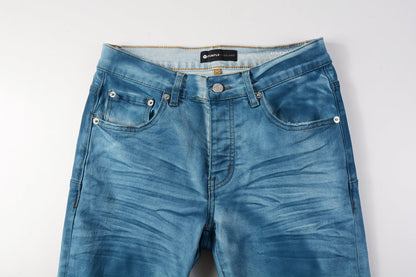 PURPLE Men classic streetwear Jeans Washed BlueClean Look Skinny Fit 9106